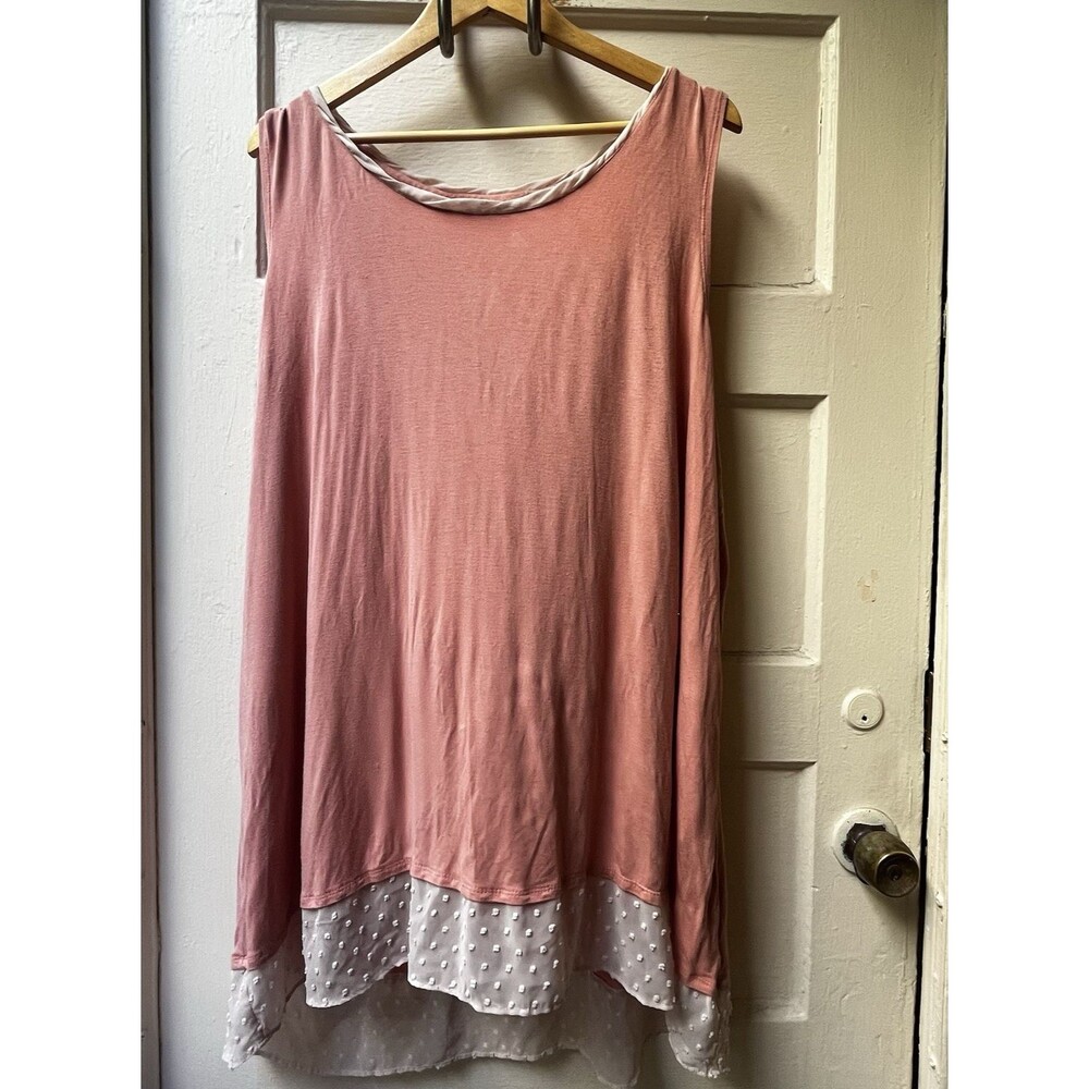 Logo Lori Goldstein Tunic 3X Pink Dainty Feminine Lagenlook Flowy Regency Twee